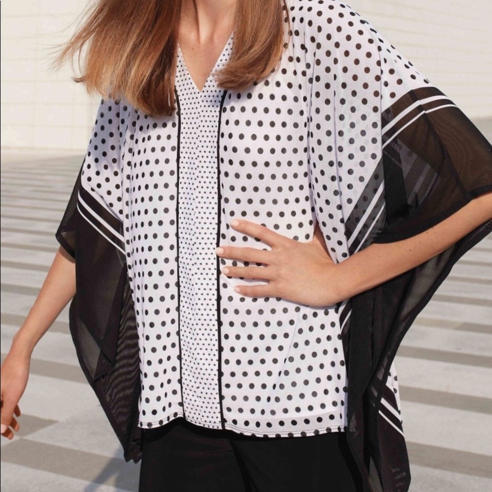 Picadilly black and white polka dot top